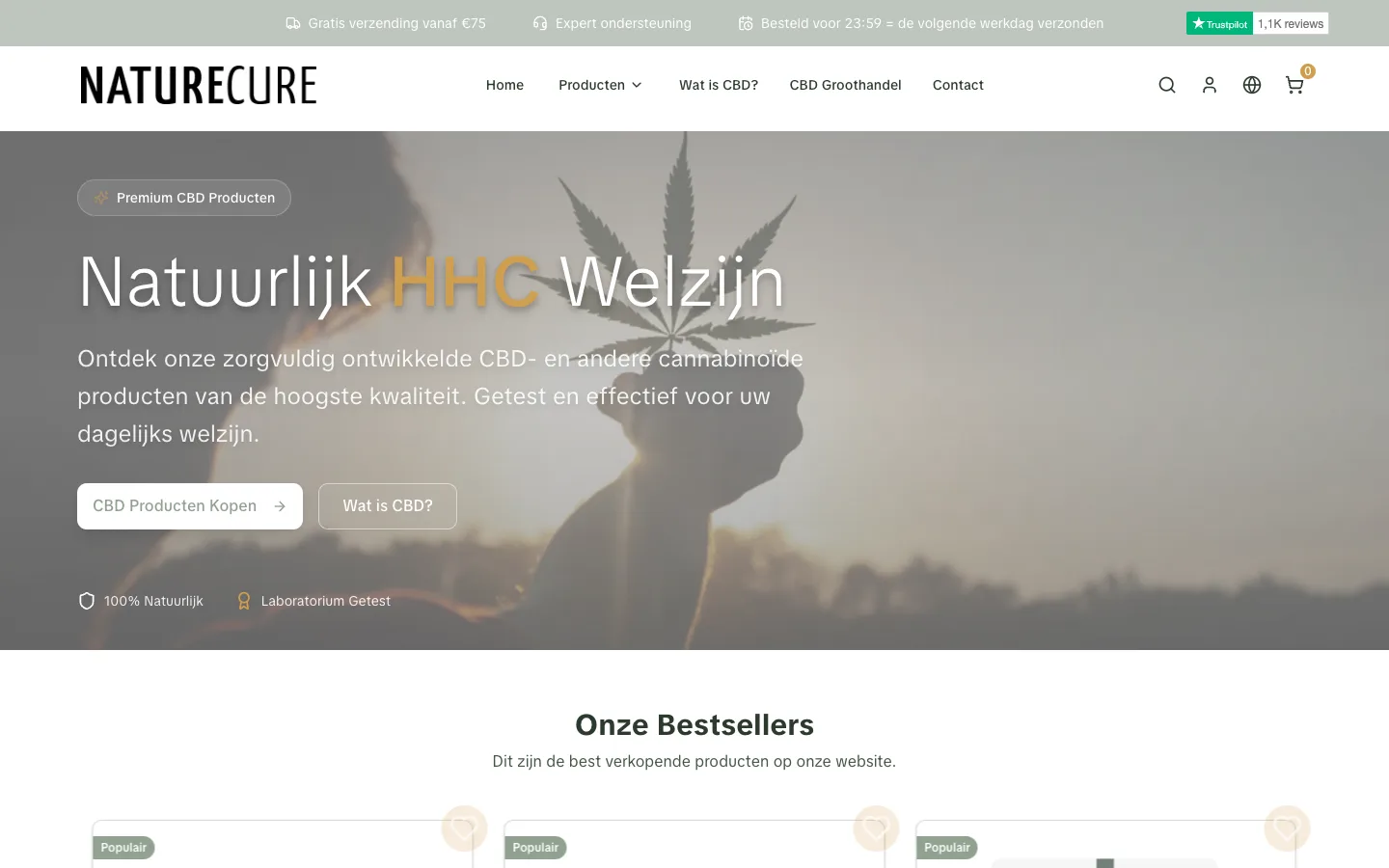 Naturecure hjemmeside og CRM-overblik