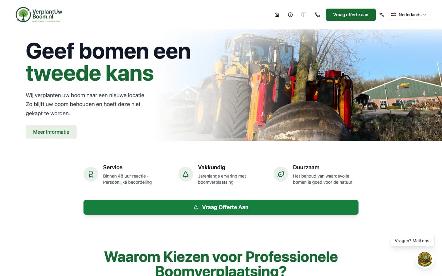 Verplantuwboom hjemmeside og automatiserede annoncer